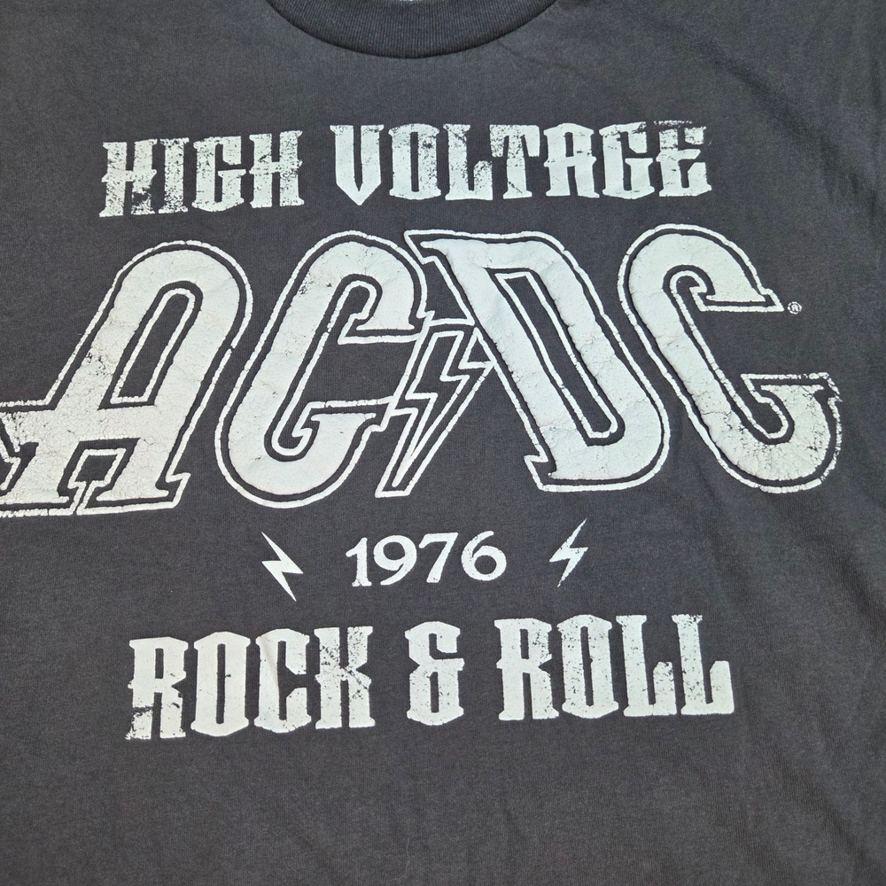 ACDC High Voltage 1976 European Tour Muscle Tee Mens Sz S Graphic Tank Charcoal
